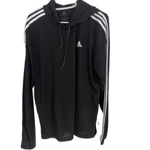 Adidas Sweatshirt Men's Black PrimeGreen Aeroready 3 Stripes HoodedSz L